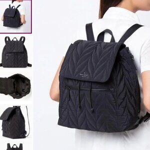NEW KATE SPADE Large Flap Backpack Ellie Black Quilted School Work Travel Purse